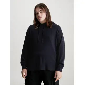 CALVIN KLEIN - Buzo Gofrada Con Gorro De Algodón Insignia Hombre Negro