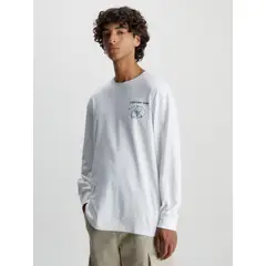 CALVIN KLEIN - Camiseta De Manga Larga Con Estampado Hombre Blanco