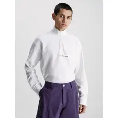 CALVIN KLEIN - Camiseta De Manga Larga Con Cuello Cierre Hombre Blanco