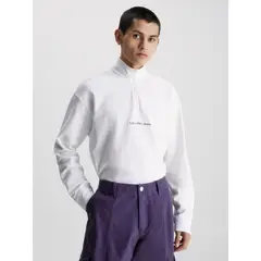 CALVIN KLEIN - Camiseta De Manga Larga Con Cuello Cierre Hombre Blanco
