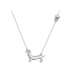 GENERICO - Collar Cadena Para Mujer Dije Perro Salchicha Fabricado En Plata 925
