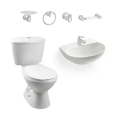 CORONA - Combo Manantial Blanco Lavamanos sin pedestal Grifería y Accesorios