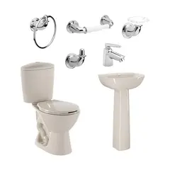 CORONA - Combo manantial pro redondo botón con pedestal beige