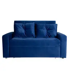 DORMILANDIA - Sofá Cama Azul Navy Germano 3 Posiciones + 2 Cojines