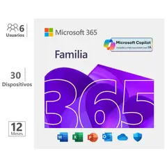 MICROSOFT - Office 365 Familia 12 Meses 6 Usuarios 30 Dispositivos
