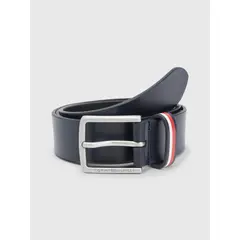 TOMMY HILFIGER - Cinturón De Niño Piel Con Hebilla Cuadrada Unisex Azul