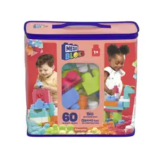 MEGA BLOKS - Bolsa de Construccion Rosa 60 Piezas
