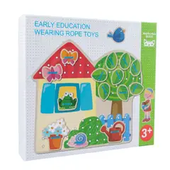 GENERICO - Juego Didactico Montessori Enhebrado Casa de Madera