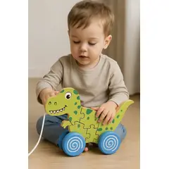 GENERICO - Juguete Arrastre Madera Montessori Dinosaurio Niño