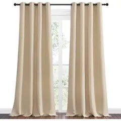 ONE PIXEL - Cortina Blackout 100% Anti Luz, 1 Paño 140x220 Textura Lino - Cafe