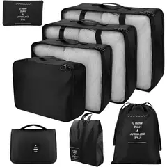 ONE PIXEL - Organizador De Equipaje Para Maleta Kit X8 Negro ONE PIXEL_.