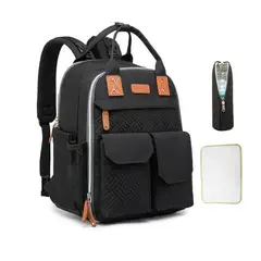 IKSA - Pañalera Espaciosa Multifuncional Impermeable Negro