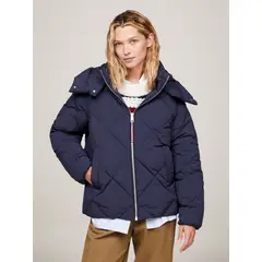 TOMMY HILFIGER - Chaqueta Con Diseño Acolchado A Rombos Mujer Azul