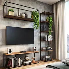 22 GRADOS DECORACION - Juego Mueble para Tv Biblioteca Cube en Roble