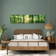 HOMUS - CUADRO PANORAMICO 4 - 140 X 35 - MARCO EN MADERA NATURAL