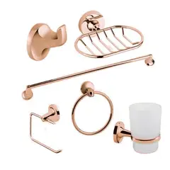 GENERICO - Accesorios Baño Metálico X6 Piezas Referencia Eclipse Oro Rosa
