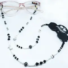 AT NIGHT SUNGLASSES - Cuelga gafas At night Murano Negro y blanco_.