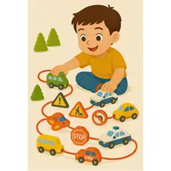 GENERICO - Juguete Didactico Enhebrar Madera Niños Motricidad Vehiculos