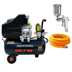 DISCOVER - Compresor 2hp + Pistola + Manguera 10 Metros