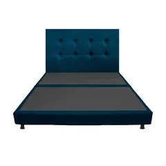 DORMILANDIA - Combo Cabecero y Base Cama Dividida Azul SemiDoble 120x190