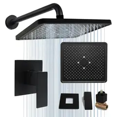 GENERICO - Kit Completo Ducha Zafiro Abs Negra Rectangular Mezclador