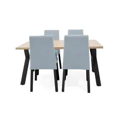 VENECIA - Set de Comedor 4P Miura Sillas Viena Tela Plata