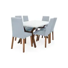 VENECIA - Set de Comedor Nara 6 Puestos + Sillas Liverpool Tela Plata