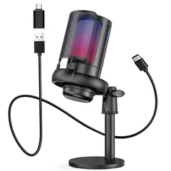 GENERICO - Micrófono Condensador Gamer Para Streaming Gamer Podcast Rgb