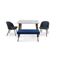 VENECIA - Comedor 4P Lugo Matiz con Butaco Cadiz Gris Azul