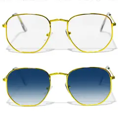 GENERICO - Gafas Fotocromaticas Anti Reflejo Hexagonales Unisex