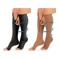 GENERICO - Medias Zip Sox Compresión Anti Varices Cremallera Negro XL - L