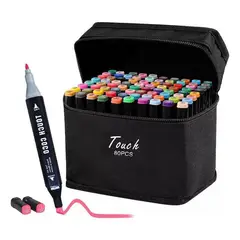 GENERICO - Kit Marcadores Doble Punta Plumones 80 Colores Estuche