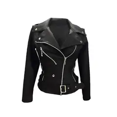 SYK - Chaqueta chamarra para mujer con correa negro MODERNA