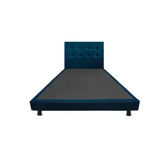 DORMILANDIA - Combo Cabecero y Base Cama Entera Azul Sencillo 100x190