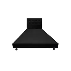 DORMILANDIA - Combo Cabecero y Base Cama Entera Negra Sencillo 100x190