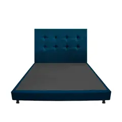 DORMILANDIA - Combo Cabecero y Base Cama Entera Azul Semidoble 120x190