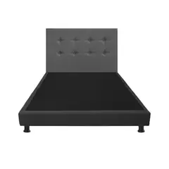 DORMILANDIA - Combo Cabecero y Base Cama Entera Gris Doble 140x190