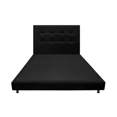 DORMILANDIA - Combo Cabecero y Base Cama Entera Negra Doble 140x190