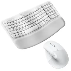 LOGITECH - Combo Ergonómico Teclado Wave Keys Mouse Lift Blanco
