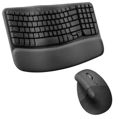 LOGITECH - Combo Ergonómico Teclado Wave Keys Mouse Lift Negro