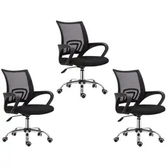 MOBLIHOUSE - Set X3 Silla De Oficina Secretarial Promoción Negra