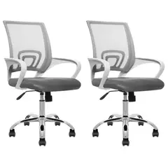 MOBLIHOUSE - Set X2 Silla De Oficina Secretarial Promoción Blanco Gris