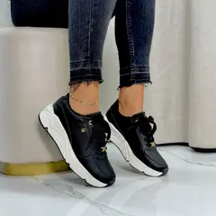GENERICO - Tenis Sport Mujer Plataforma Suela Alta Urbano Dama Casual- Negro