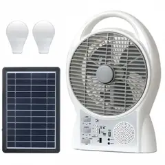 GENERICO - Ventilador Recargable Solar 6 En 1 Radio Fm Luz Led 8029
