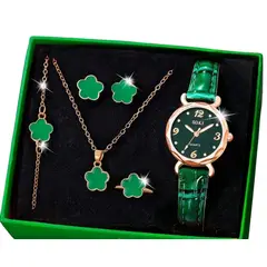 VANIDADES COLLECTIONS - Kit Reloj Verde Para Mujer Juego De Collar Aretes Verde
