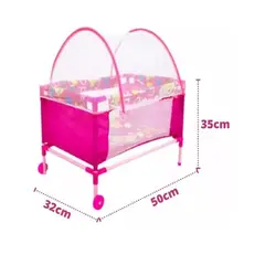 GENERICO - Coche Corral Cuna Y Muñeca Juguete Niñas 3 Artículos