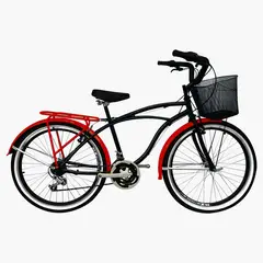 SFORZO - Bicicleta Playera Hombre Rin 26 18 Cambios Negra Rojo