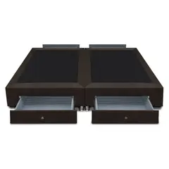 MAGIC CLASS - BASE CAMA DIVIDIDA CON 4 CAJONES LATERALES 120x190 ECOCUERO CAFE.