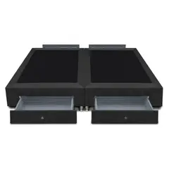 MAGIC CLASS - BASE CAMA DIVIDIDA CON 4 CAJONES LATERALES 120x190 ECOCUERO NEGRO.