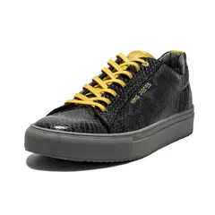 VIOLA - Tenis en Cuero Argentino NegroxAmarillo Buchem